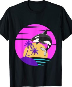 Orca Whale Vintage Sunset 80s Retro T-Shirt