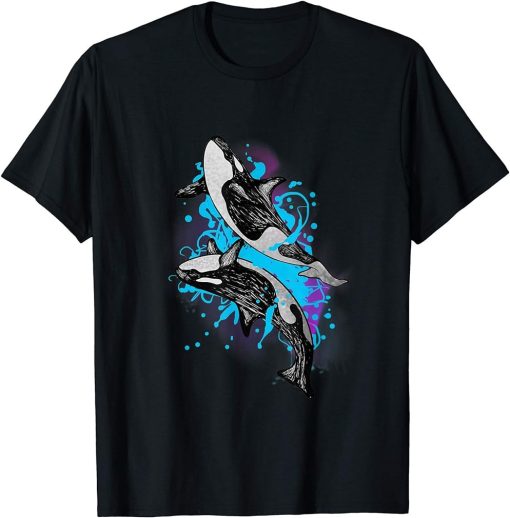 Orca Illustration Cute Ocean Wildlife Killer Whale T-Shirt