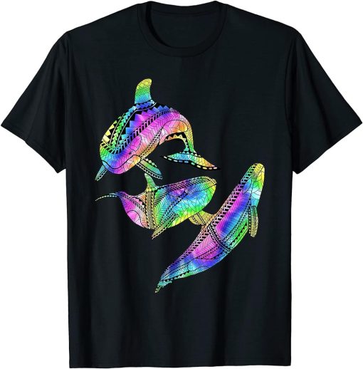 Tie Dye Tribal Orca Killer Whales T-Shirt