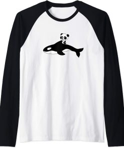 Orca Killer Whale Panda Bear Baby Gift Raglan Baseball Tee