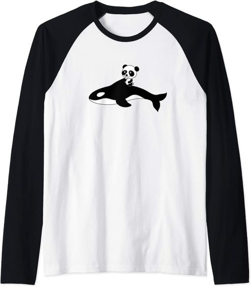 Orca Killer Whale Panda Bear Baby Gift Raglan Baseball Tee