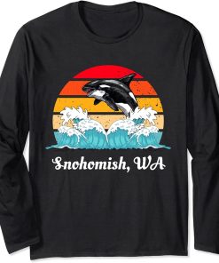 Vintage Snohomish WA Distressed Orca Killer Whale Art Long Sleeve T-Shirt