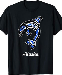 Blue Native American Alaska Tribal Orca Killer Whale T-Shirt