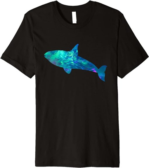 Cyan Blue Violet teal Orca For Animal lover Christmas Premium T-Shirt