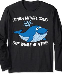 Funny Whale Art For Men Dad Orca Narwhal Blue Whales Long Sleeve T-Shirt