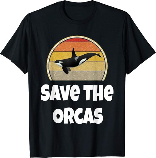 Funny Orca Whale Shirt Ocean Sea Gift Save The Orcas Retro T-Shirt